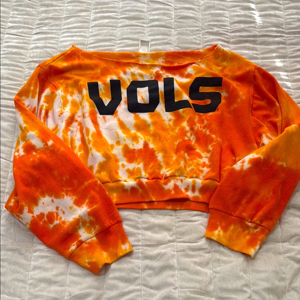 VS Pink UT Vols Tie-Dye Cropped Sweatshirt